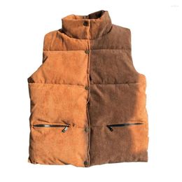 Men's Vests Men Corduroy Vest Single-breasted Cotton Padded Coat Autumn Sleeveless Jacket Streetwear