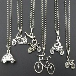 Pendant Necklaces Mixed Style Bicycle Motorcycle Necklace Statement Jewelry Woman Mens Charms Gift295z