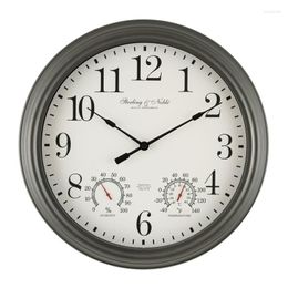 Wall Clocks Indoor/Outdoor Grey Arabic Round Analogue Clock