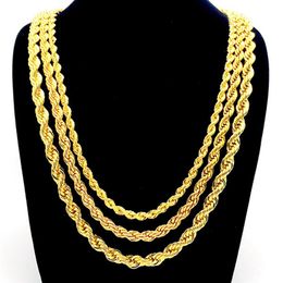 Rope Chain Necklace 18k Yellow Gold Filled ed Knot Chain 3mm 5mm 7mm Wide280V