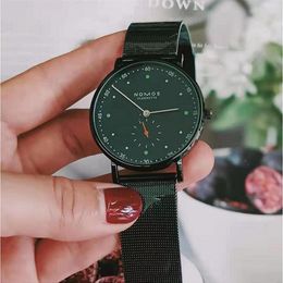 Casual Brand NOMOS Waterproof Watch Black Stainless Steel Business Quartz Men Dress Watches Women Famous small dials work Relogio 263K