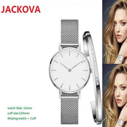 Luxury Women Small Dress Watch 32mm Elegant Stainless Steel Mesh Rose Gold Watches High Quality Lady Quartz Wristwatches Cuff Brac312B