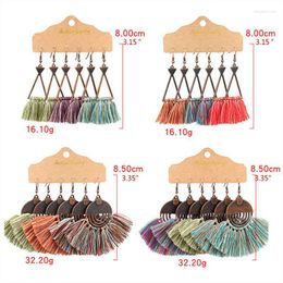 Dangle Earrings 3 Pairs Bohemian Tassel Drop Colourful Long Layered Thread Set Fashion Jewellery Women 40GB