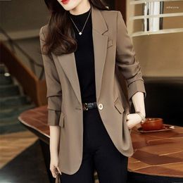 Women's Suits Korean Chic Blazer Women Black Suit Long Sleeve Autumn Jacket Office Ladies Coat Slim Femme Solid Brand