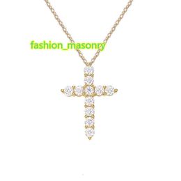 2023 Geometry moissanite diamond cross pendant necklace for women 925 sterling silver jewelry