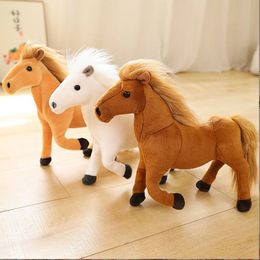 Plush Dolls Cartoon Simulation White Black Horse Stuffed Children Toy 230923