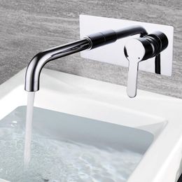 Bathroom Sink Faucets Wall Mounted Chrome Brass Faucet Cold Water Mixer With Embedded Box