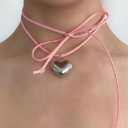 Pendant Necklaces Adjustable Collars Simple Women Heart Multicolor Velvet Chain