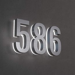 Garden Decorations Outdoor Stainless steel led 3D address numbers lighted house number 230923