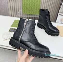 2023 Women Motorcycle Boots Designer Genuine Leather Ankle Knight Boots Platform Chunky G double monograms Heel Woman Cowboy Boot Desert Shoes Winter Outdoor Shoes