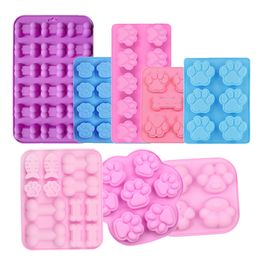 Other Event Party Supplies Dog Paw Bone Mold Pet Frozen Treats Silicone Mould Puppy Cat Print Treat Moldes De Silicona Baking Accessories Cupcake Topper 230923