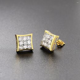 Stud Earrings Unisex For Men Punk Cubic Zirconia Gold Colour Fashion Women Jewellery Hippie Accessories Drop OHE126