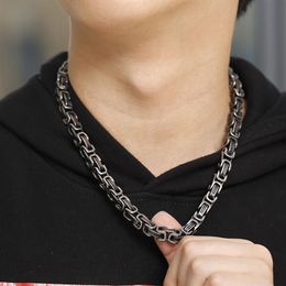 KN108173-Z 6mm 8mm stainless steel vintage black byzantine Link chain necklace for Mens hip-hop Jewellery 20''291w