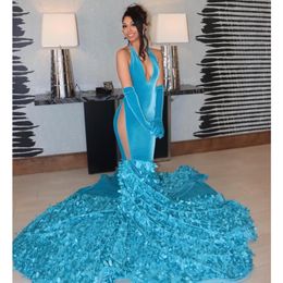 Sexy Prom Dress Mermaid Tiffany Black Girls Sleevelss Sweep Train Evening Gala Gowns Formal Occasion Party Dresses
