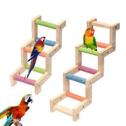 Other Bird Supplies Hamster Chew Toy for Teeth Natural Wood Ladder Climbing Bridge Bird Toys 230923