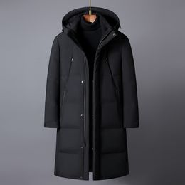 Mens Down Parkas Winter Jackets for Men Brand High Quality White Duck Long Coat Overcoat Hooded Thick Warm Black 230923