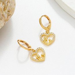 Hoop Earrings Cute Mother And Baby Heart Rhinestone Charm Huggie For Women Earring Fashion Jewelry Birthday Gifts Ear Buckle