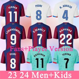 2023 2024 PEDRI GAVI Soccer Jersey LEWANDOWSKI FC FERRAN Camiseta De Futbol AUBA Barca CANCELO 23 24 ANSU FATI Football JOAO Real
