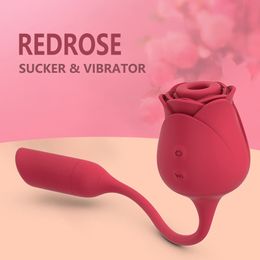 Vibrators Portable Rose Clit Sucker Shape Vagina Vibrator Magnetic Rechargeable Clitoral Silicone For Women Sex Toys 230923