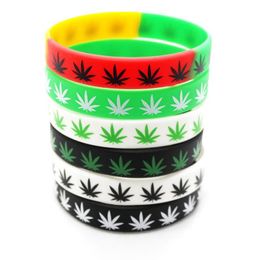 50pcs lot Multi Colour Maple Leaf Bracelet Classic Printed Hip Hop Silicone Wristband Promotion Gift Silicon Wristband304m