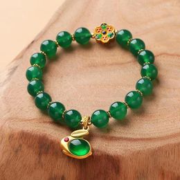 Strand 8mm Natural Jade Bracelet Women's Sweet Romantic Green Agate Elastic Thread Beaded Bangles Business Wedding Party Jewelry