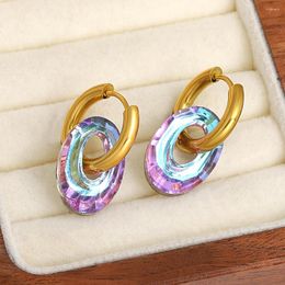 Hoop Earrings AENSOA Exquisite AB Color Glass Pendant Drop Vintage Oval Geometric For Women Jewelry Gift