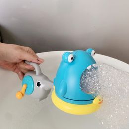 Bath Toys Blowing Bubble Baby Bath Toys Outdoor Foam Maker Cute Cartoon Shark and Crab Bathroom Swimming Pool Toys Bathtub Soap Machine 230923