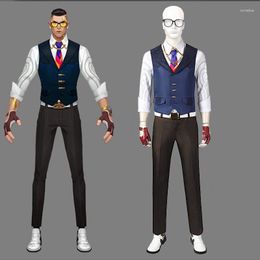 Ethnic Clothing Game VALORANT Chamber Cosplay Costume White Shirt Vest Pants Belt Gloves Tie Custom Suit Halloween Carnival For Men