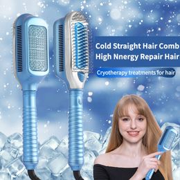 Hair Straighteners Professional Cold Air Comb Ice Therapy Negative Ion Perm Straightener 0 Degree Freezing Straightening Brush 230923