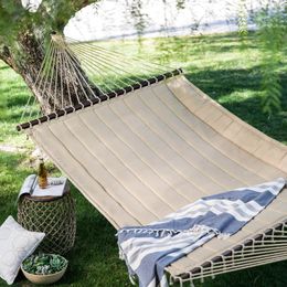 Hammocks 51324-TP Taupe Brown Quilted Double Hammock Durable and Strong 9 Lbs 13.00 X 4.50 X 0.20 Feet 230923