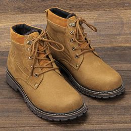 Boots 38-50 Men Ankle Genuine Leather Winter High Quality Comfortable Warm 2023 Vintage Non-Slip Shoe #8988