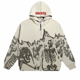 Women's Hoodies Sweatshirts autumn and winter American retro anime skull hoodie Y2Kfemale models gothic high street casual couples Sweatshirt Hoodie 230923