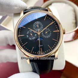 High Quality Patrimony 43175 000R-B343 Automatic Mens Watch Rose Gold Case 42mm Moon Phase Date Multifunction Gents Watches Black 333Q