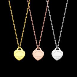 Fashion brand Design Heart Love Necklaces & Pendants for Women Stainless Steel Accessories Zircon Heart Necklace chain Jewelry285v