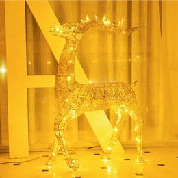 Christmas Decorations 40cm Deer Cart Ornaments Gold Reindeer Sleigh for Home Xmas Gifts Year Party Decor Noel 2023 230923