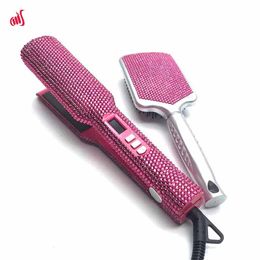 Hair Straighteners Flat Iron Brush Set with Diamonds High Heat lisseur cheveux chapinha de cabelo aparatos peinado del cabello 230923