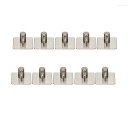 Hooks 10X Self-Adhesive Hook 304 Stainless Steel Hat Towel Robes Hanger Bathroom Kitchen Washroom Closet