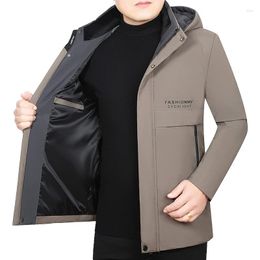 Men's Jackets 2023 Autumn And Winter Thickened Middle Aged Detachable Hat Casual Coat Dad's Jacket