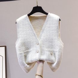 Women's Vests Imitation Mink Velvet Knitting Women Vest Korean Fashion Female Casual Sleeveless Jacket Outerwear Waistcoat Elegant Q357 230923