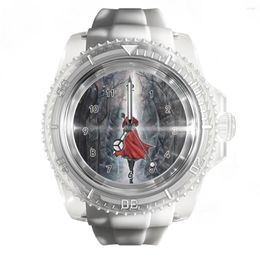 Wristwatches Silicone Transparent White Watch Cartoon Sky Tree Watches Men And Women Fashion Trend Quartz Wrist