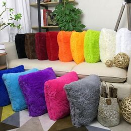 Pillow 43 43cm Modern Home Pillowcase Furry Plush Covers Fashion Solid Color Long-hair Case Party Decoration