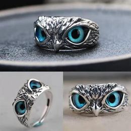 Whole 20pcs owl Ring Eyes Silver plate Rings Vintage Men Women Punk Rocker Cool party Favor1987