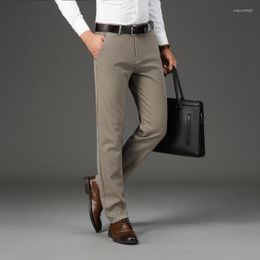 Men's Suits Autumn Brushed Twill Stretch Casual Pants Straight Slim Suit Non-iron Long Trousers