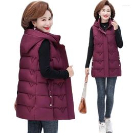 Women's Vests Autumn Winter Down Cotton Vest Women Coat Sleeveless Solid Casual Female Outwear Stand Collar Thick Warm Hooded Waistcoat