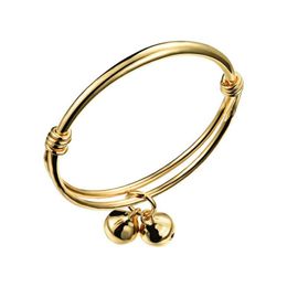 New Arrival Sweet Baby Bracelets Environmental Copper 18K Yellow Gold Plated Children Bangle Adjustable Open Bangles for Kids Nice285M