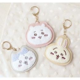 Plush Keychains Cute Chiikawa Hachiware Usagi Rabbit Face PU Keychain Small Pendant 8CM Kids Stuffed Toys For Children 230923