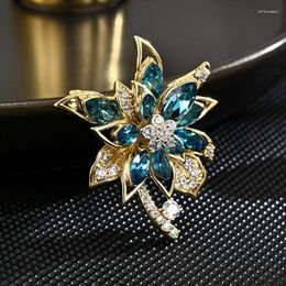 Brooches Exquisite Crystal Flower For Women Copper Gold-plated Small Pins Cubic Zircon Brooch Coat Dress Corsage Accessories