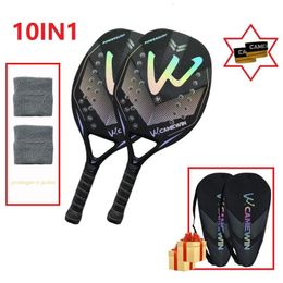 Tennis Rackets 24 Hours Raquete Beach Tennis Camewin 3K Full Carbon Fibre Rough Surface Tennis Racket With Cover Bag Send One Overglue 230923