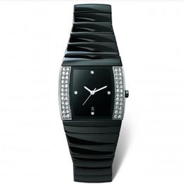 Venda nova moda relógios de cerâmica preta relógio de luxo para mulher relógios de movimento de quartzo relógio de pulso feminino rd26327P