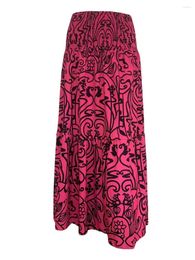 Skirts Winkinlin Womens A-Line Midi Bohemian Plaid Print High Waist Knee Length Stretch Y2K Bodycon Long